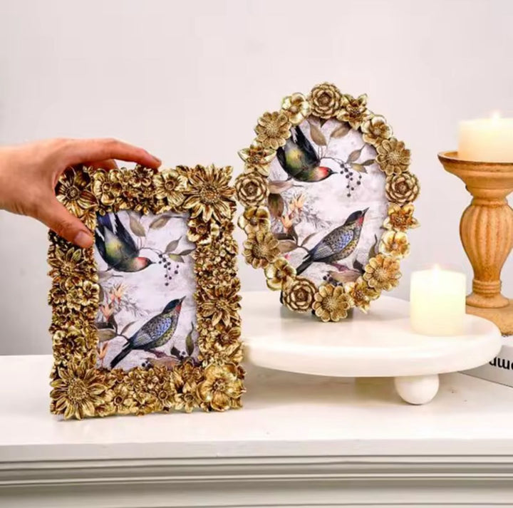 Gold Floral Photo Frame Set