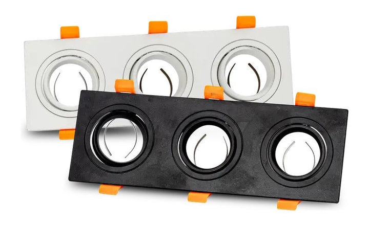 Triple Recessed Downlight Frame Set Aluminum