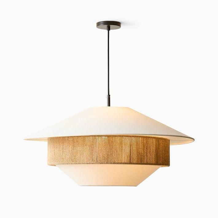Scandinavian Pendant Light with Woven Texture Accent