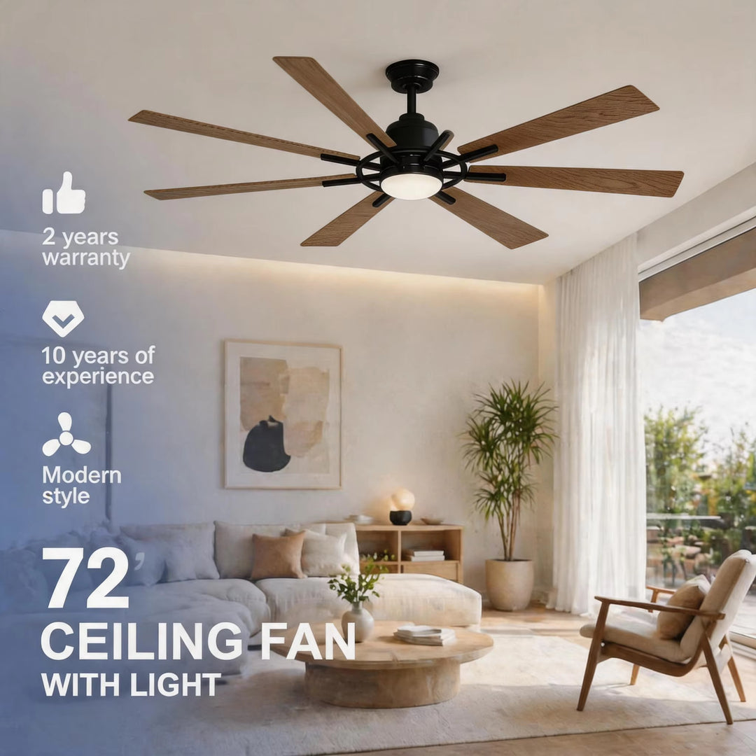 Modern Wooden Ceiling Fan with Light