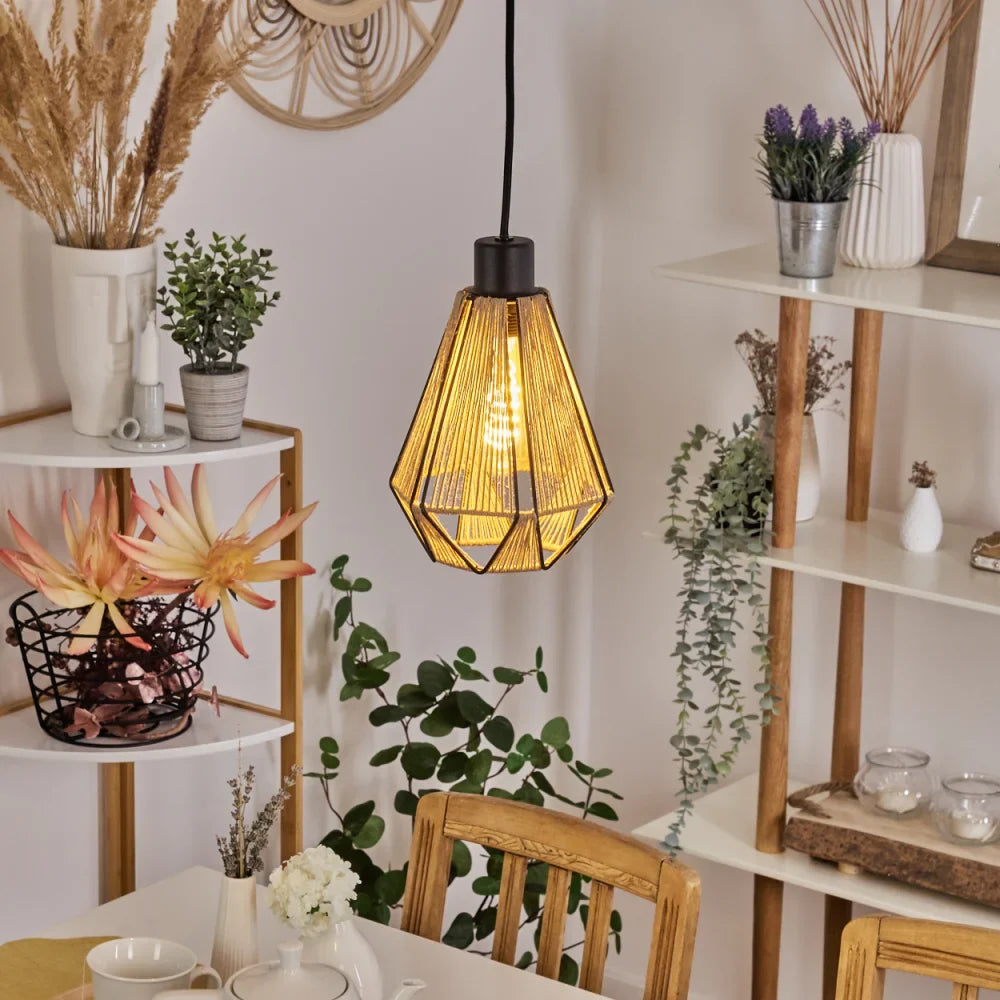 Geometric Woven Rope Pendant Light Trio