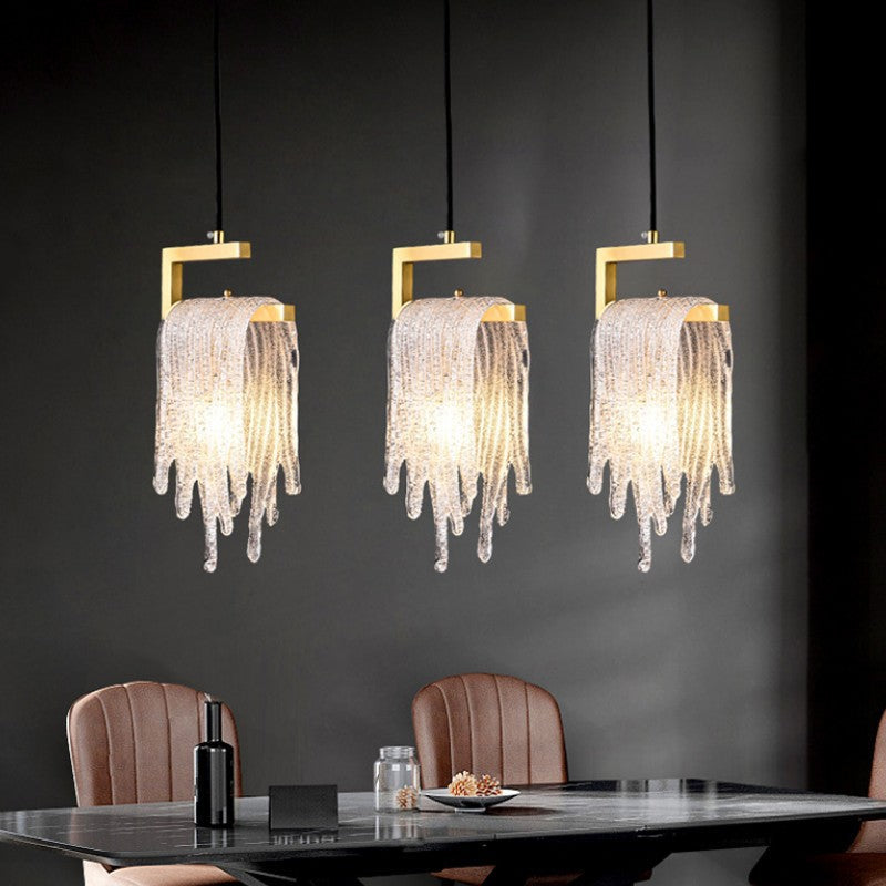 Gold-Tone Crystal Cascade Pendant Light