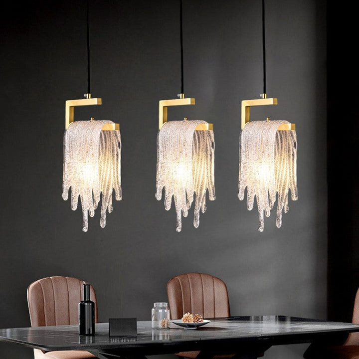 Gold-Tone Crystal Cascade Pendant Light