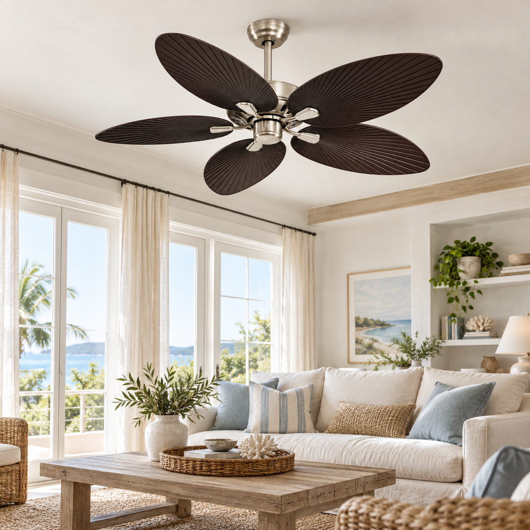 Modern Black Five-Blade Ceiling Fan Fixture