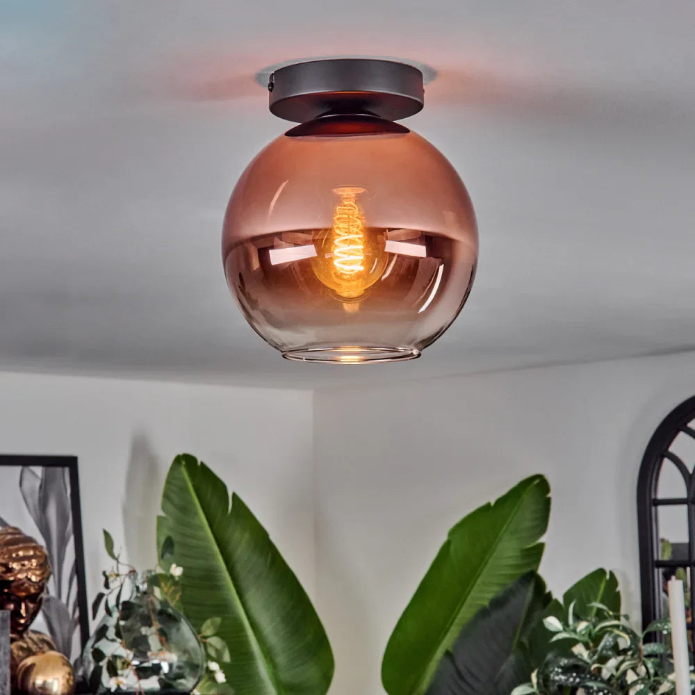 Modern Rose Gold Glass Globe Ceiling Light