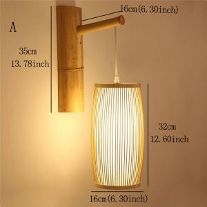 Wall Mounted Light with Bamboo Stripes Shade