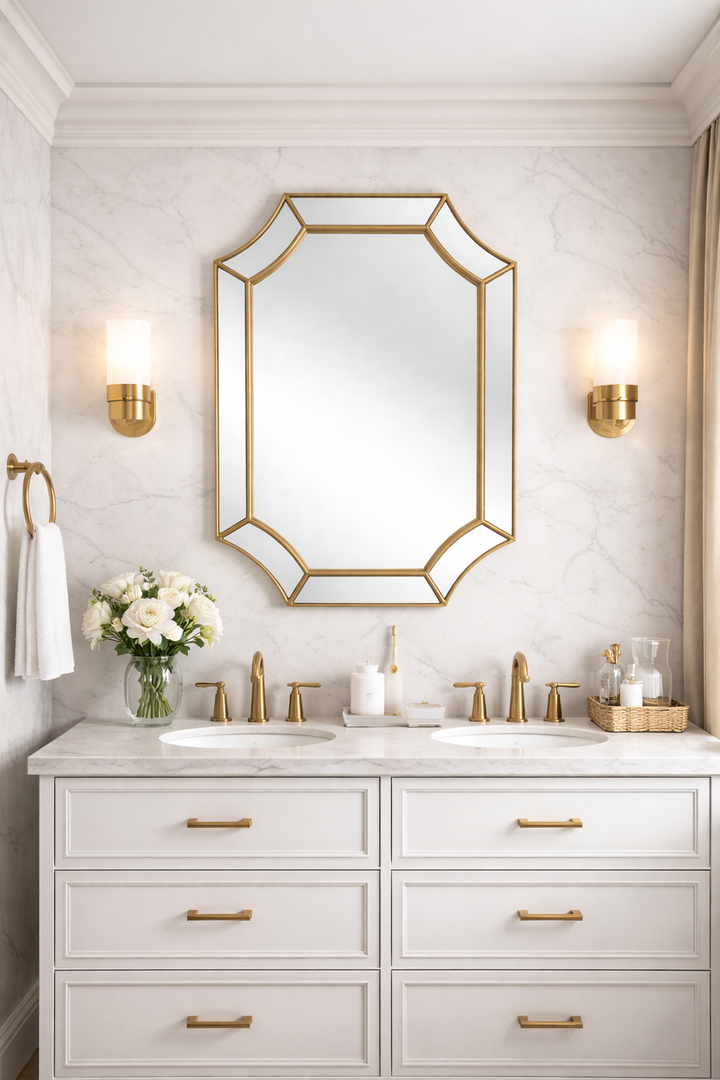Geometric Gold Frame Wall Mirror