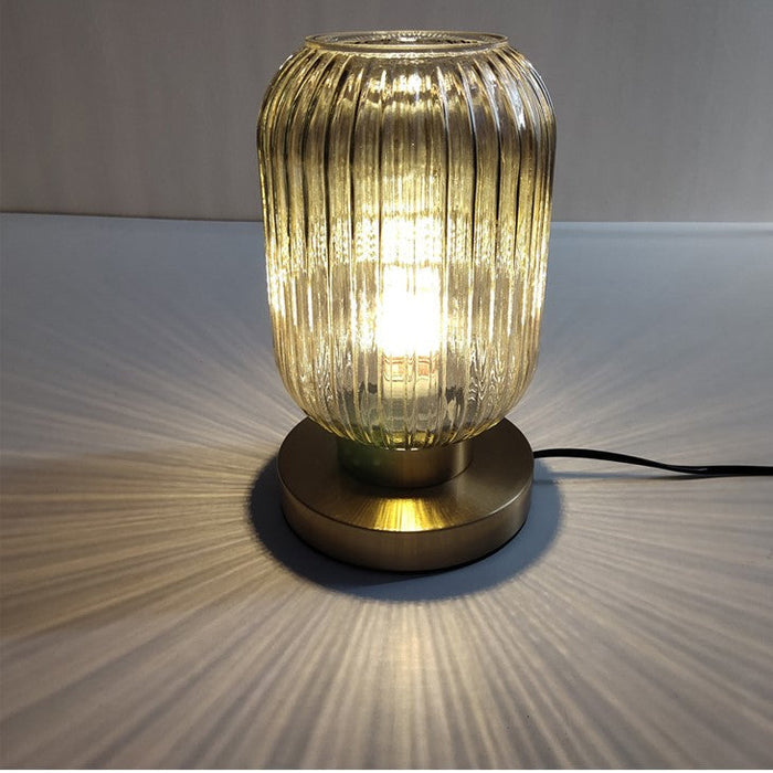 Modern Glass Table Lamp with Brass Base