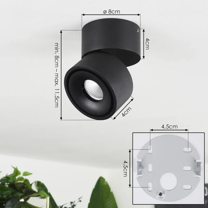 Adjustable Black 20W LED Ceiling Spotlight