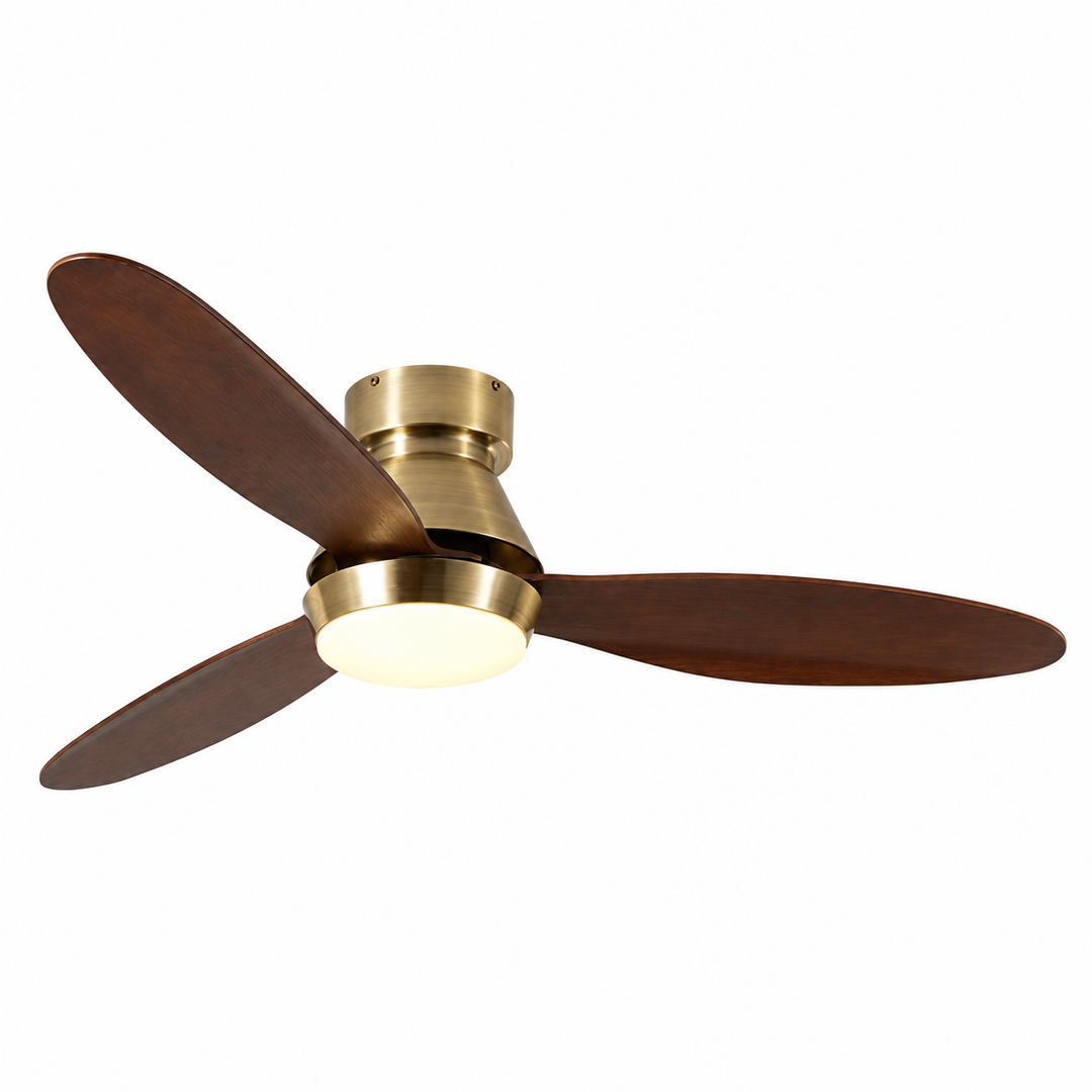 Aureo Brass & Walnut Ceiling Fan with LED Light