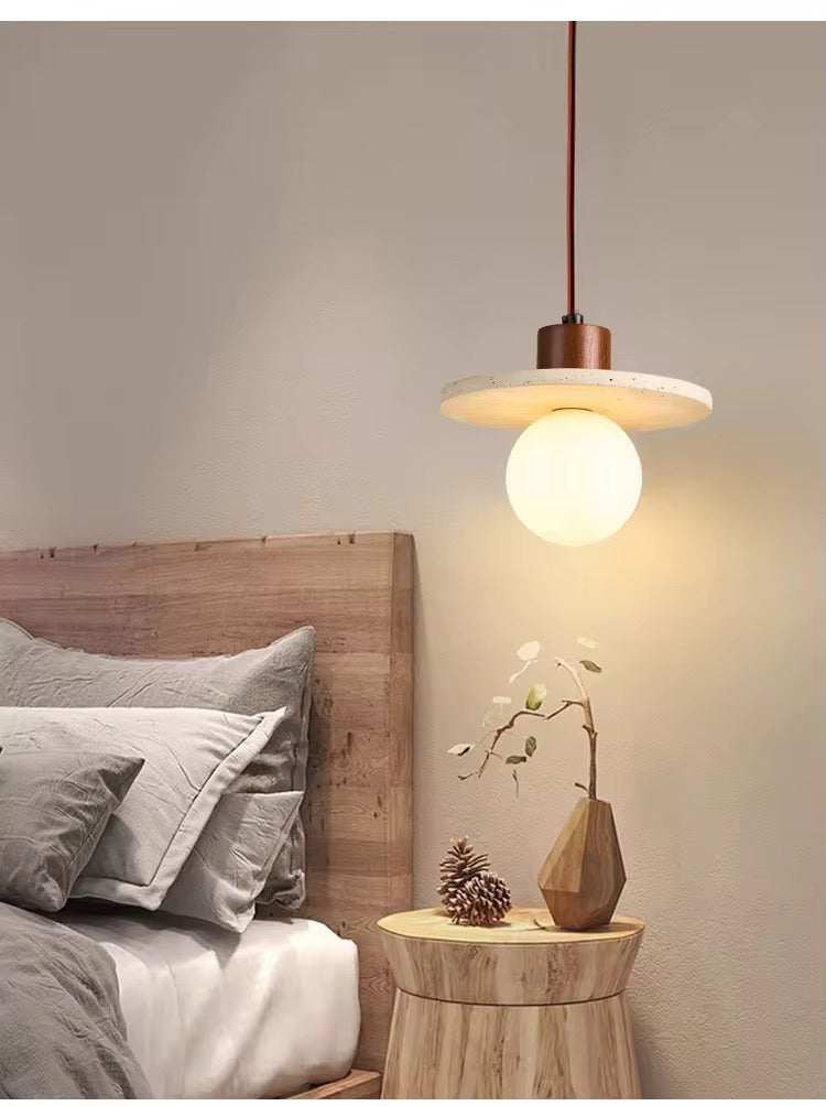 Flat Disc Travertine Pendant