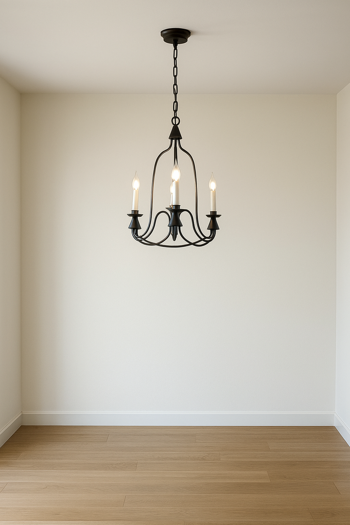 Vintage Black & Brass Candle Chandelier