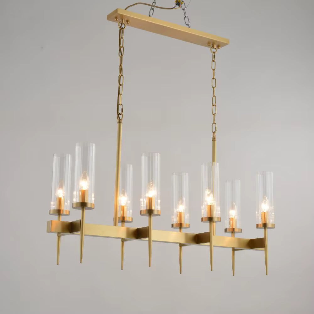 Modern Gold Chandelier with Glass Cylinders