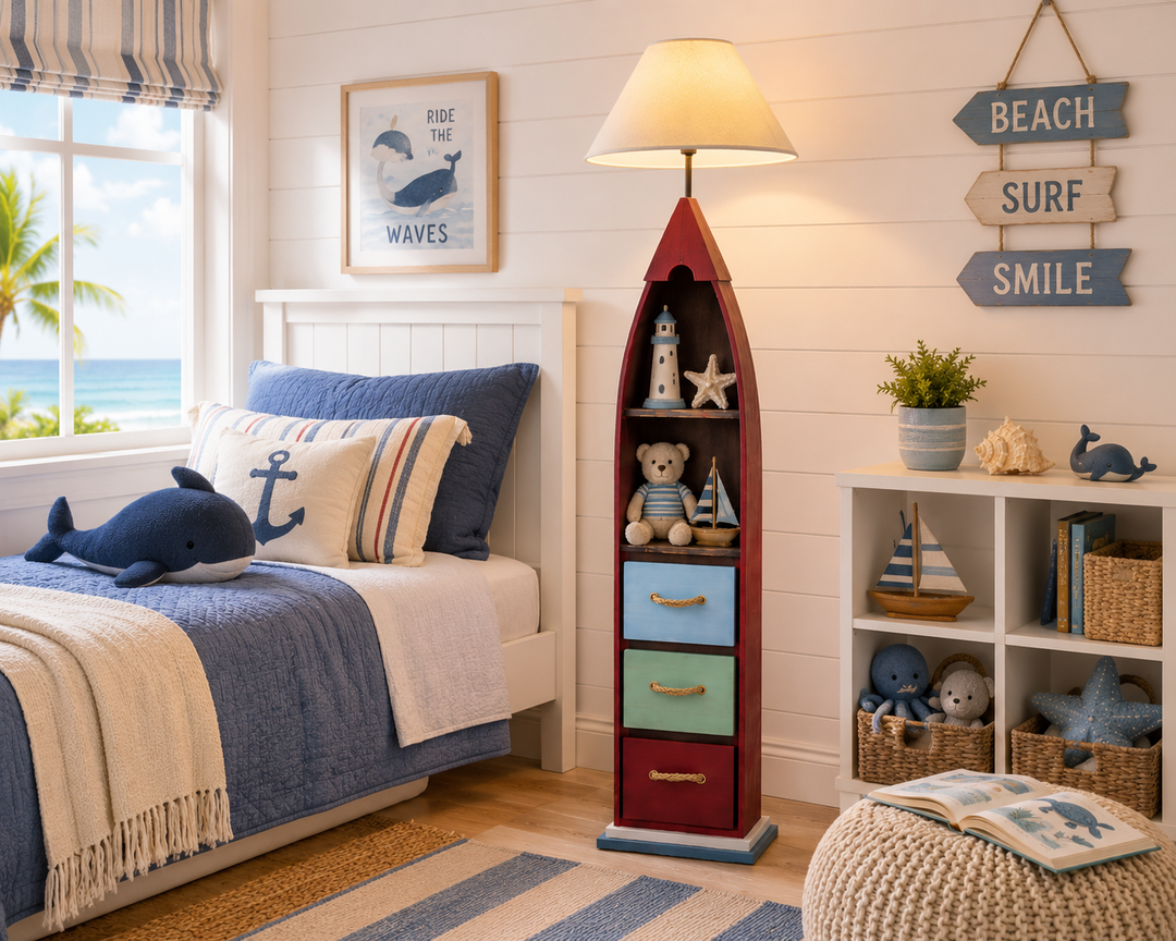 Boat-Shaped Floor Lamp with Storage