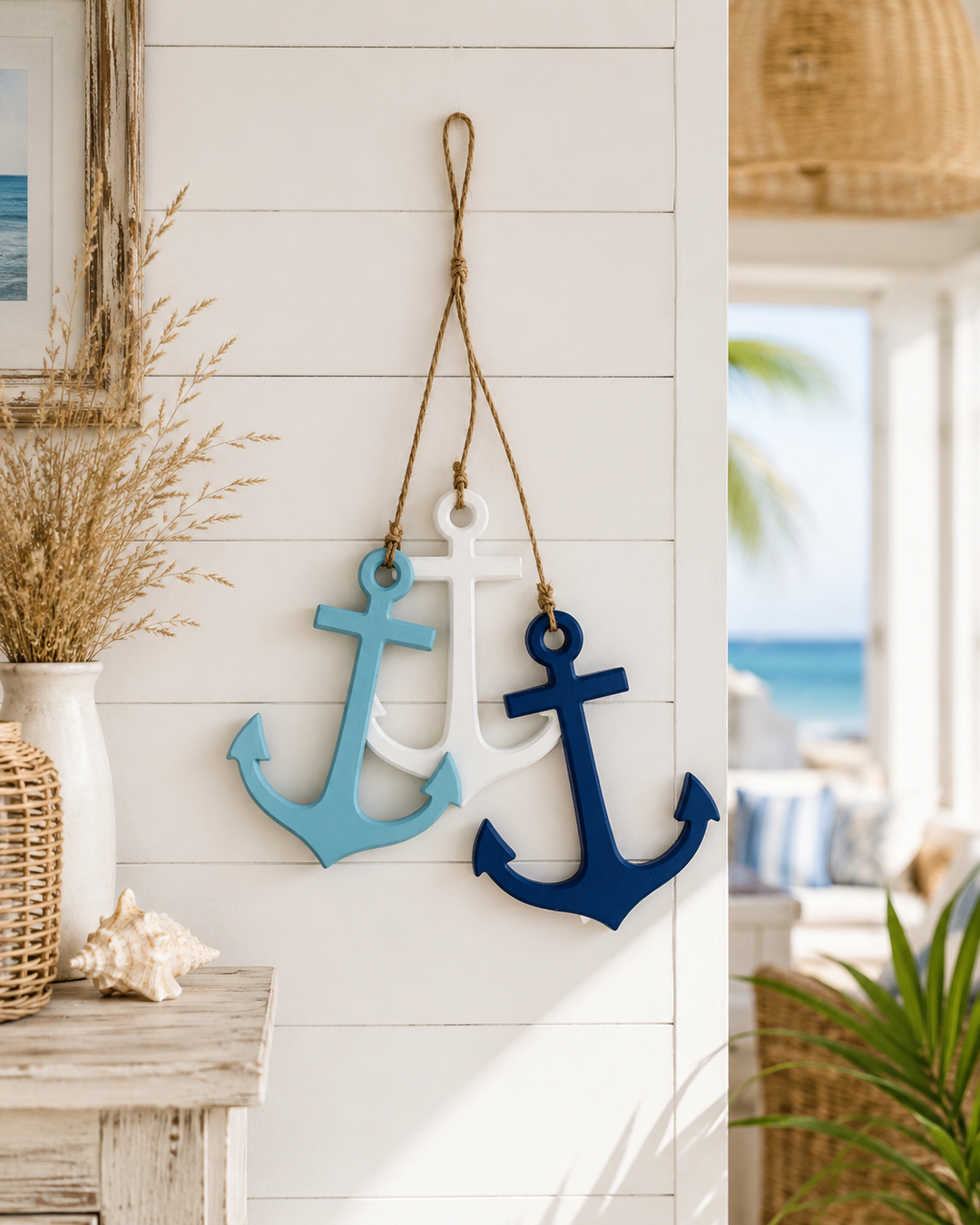 Coastal Wooden Anchor Wall Decor Set