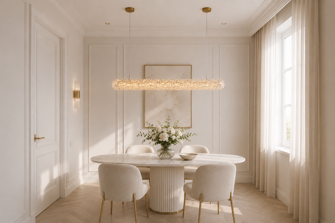 Textured Crystal Linear Pendant Light