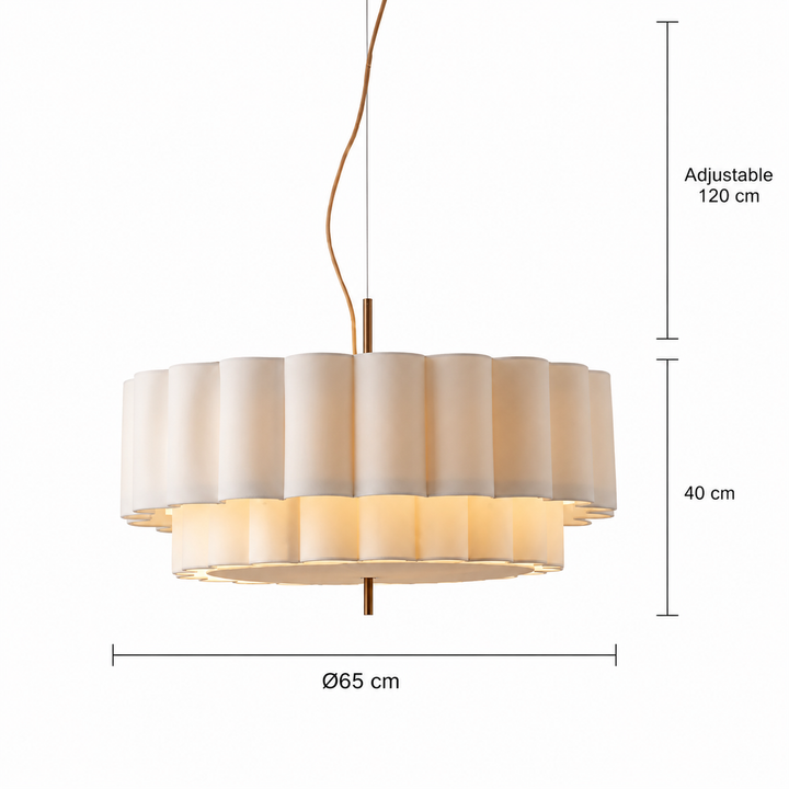 Modern Layered Pleated Pendant Light with Warm Diffuser