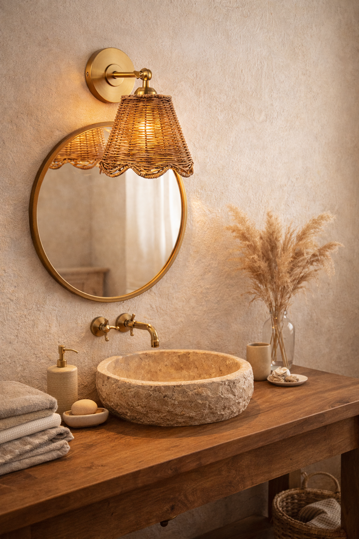 Woven Rattan Wall Sconce