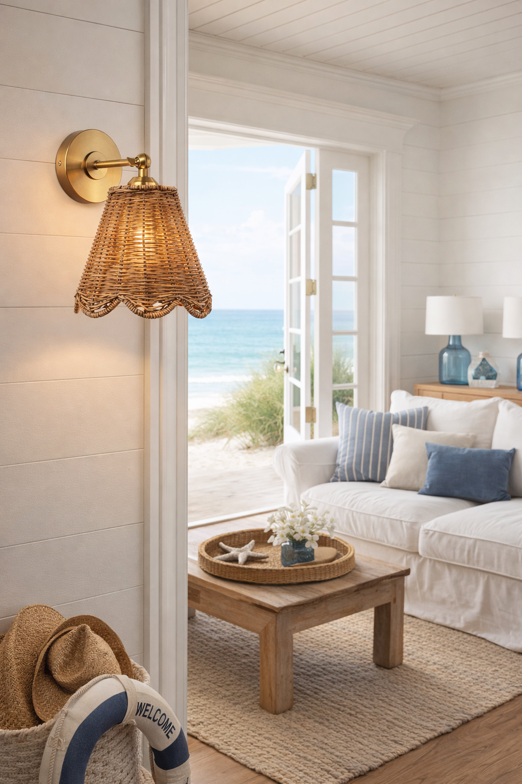 Woven Rattan Wall Sconce