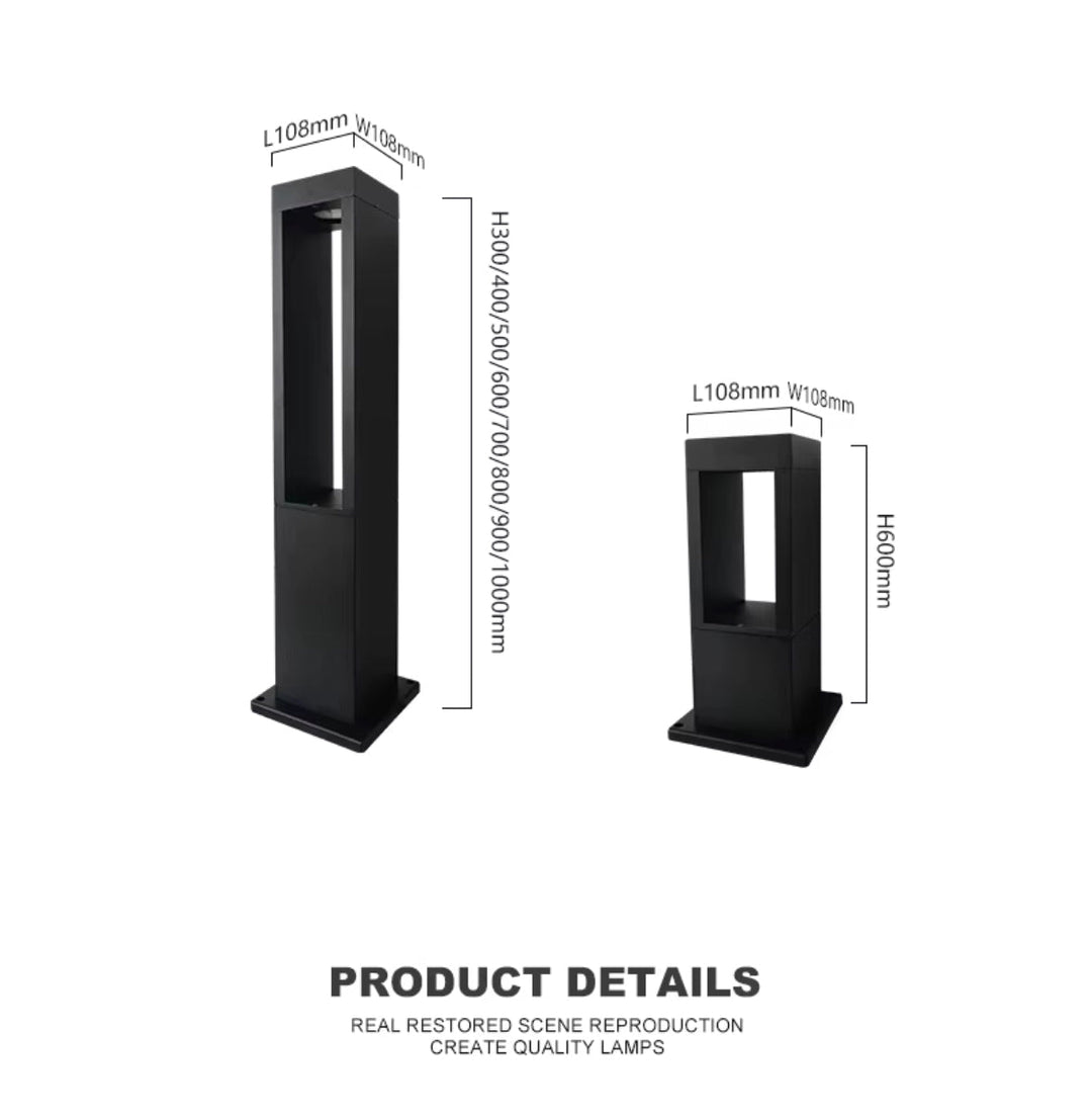 Modern Black LED Bollard Light - Outdoor Pathway Lighting