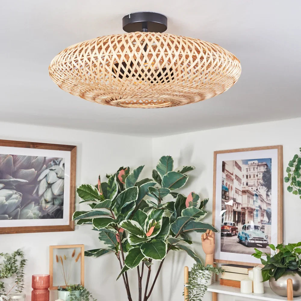 Rustic Bamboo Woven Ceiling Light