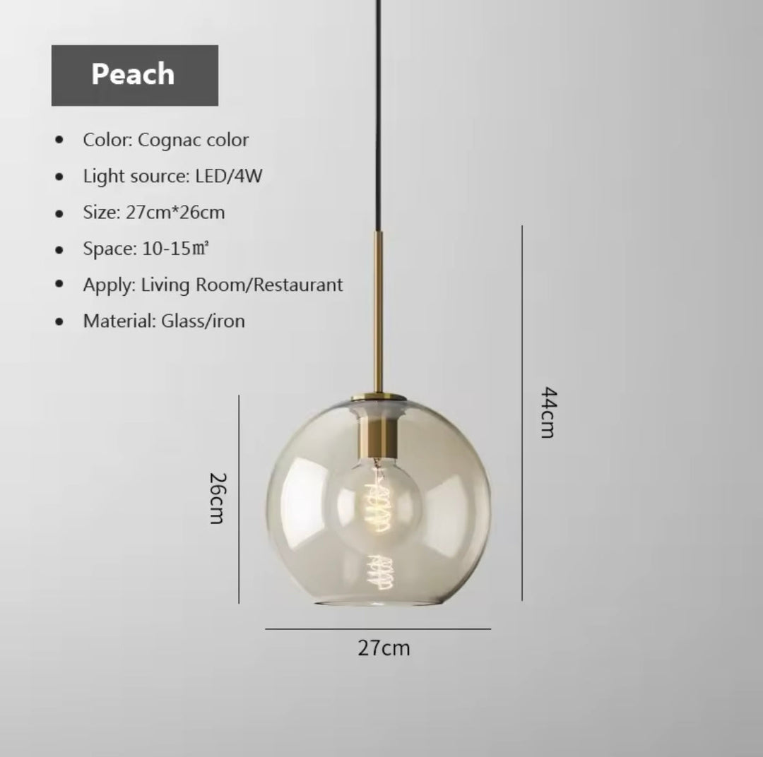 Amber Glass Globe Pendant Light Trio