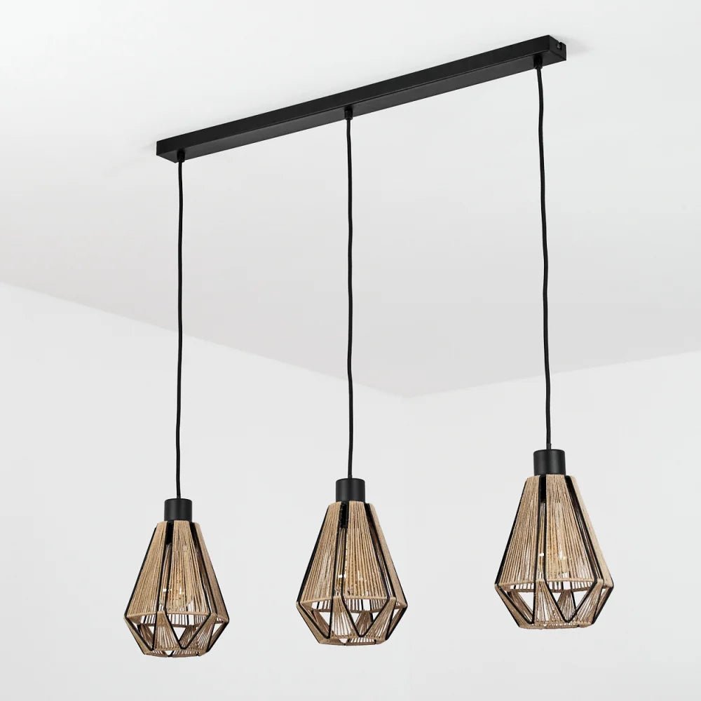 Geometric Woven Rope Pendant Light Trio