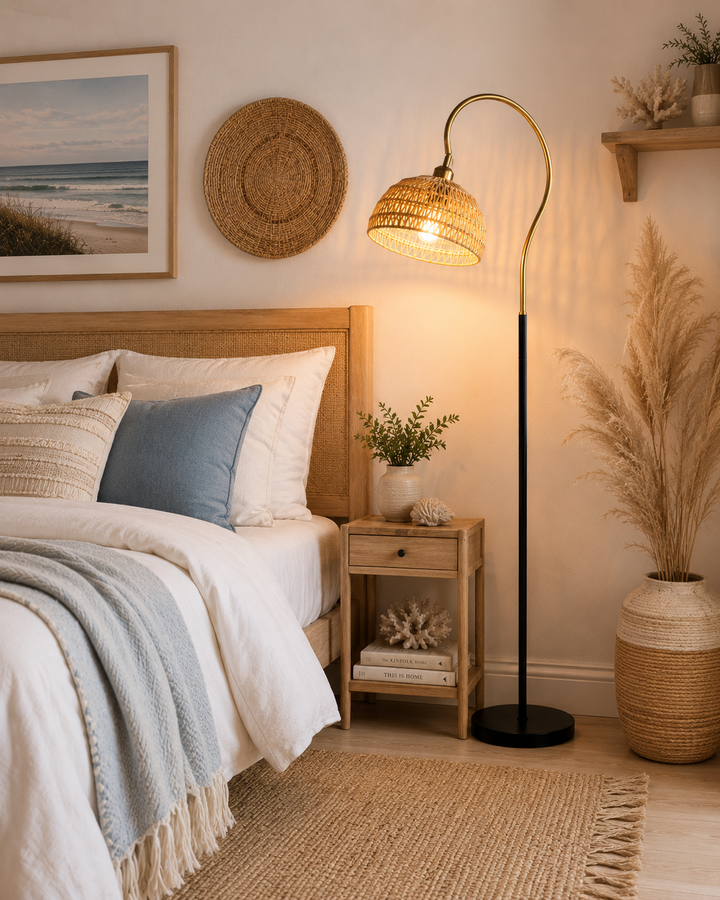 Rattan Arc Floor Lamp
