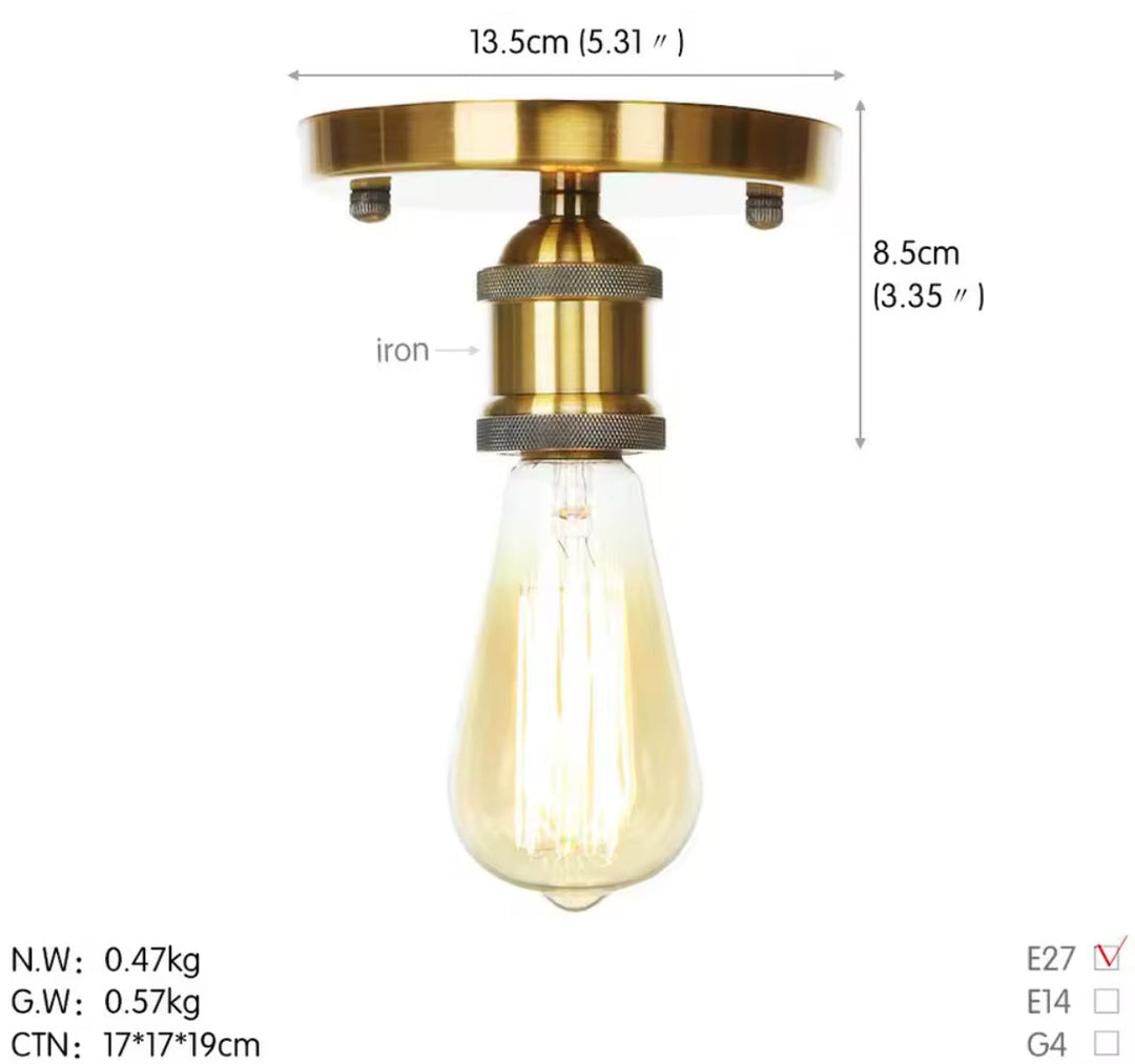 Industrial Flush Mount Ceiling Light with Exposed Bulb