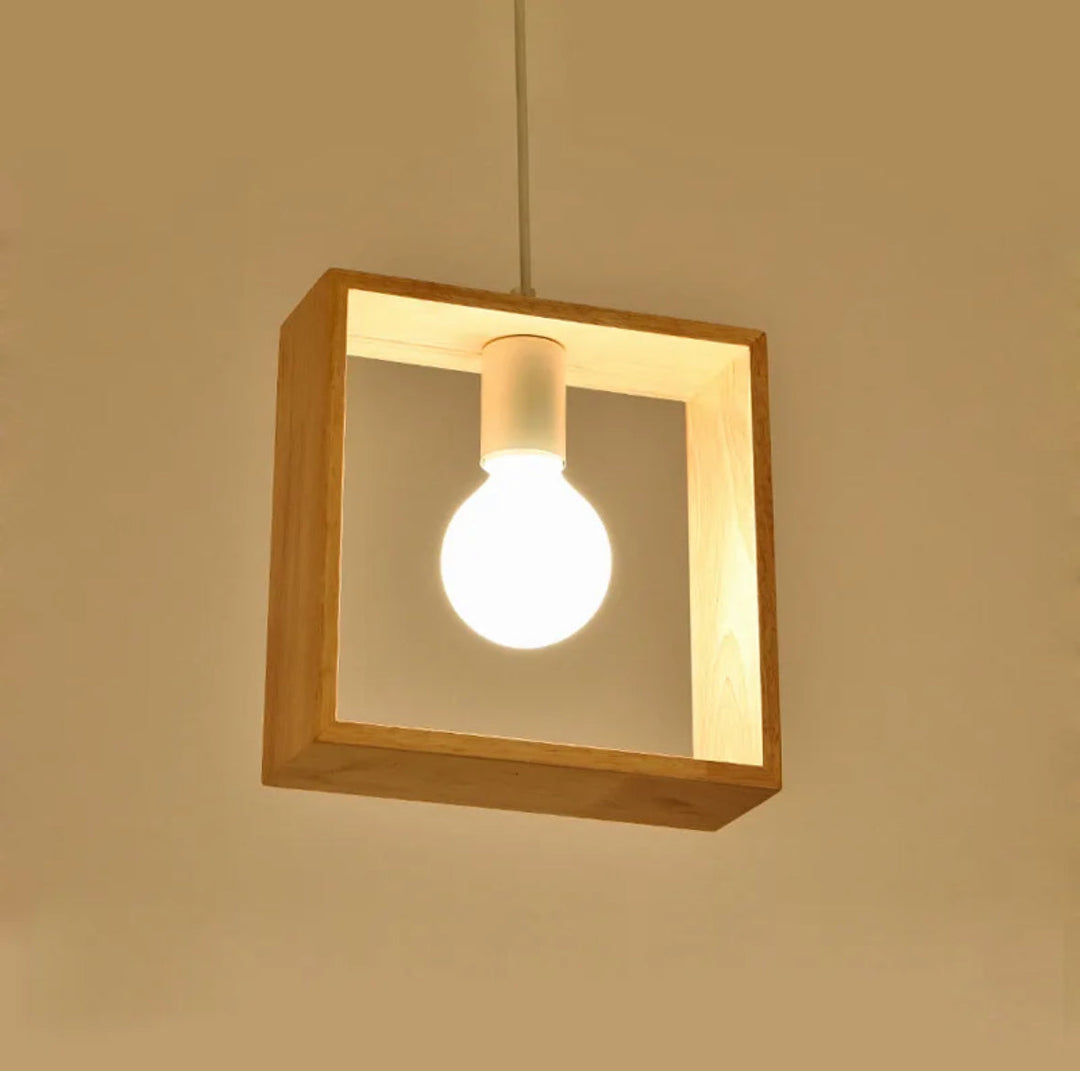 Geometric Wooden Pendant Lights Trio