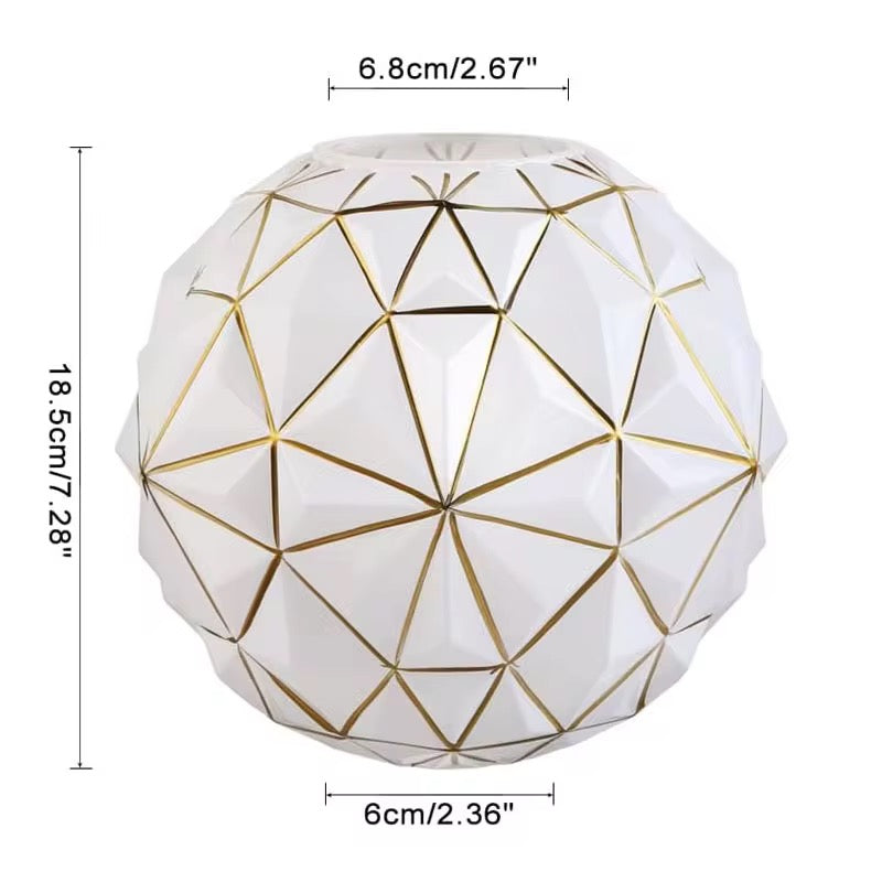 Geometric White Glass Vase Set of 2