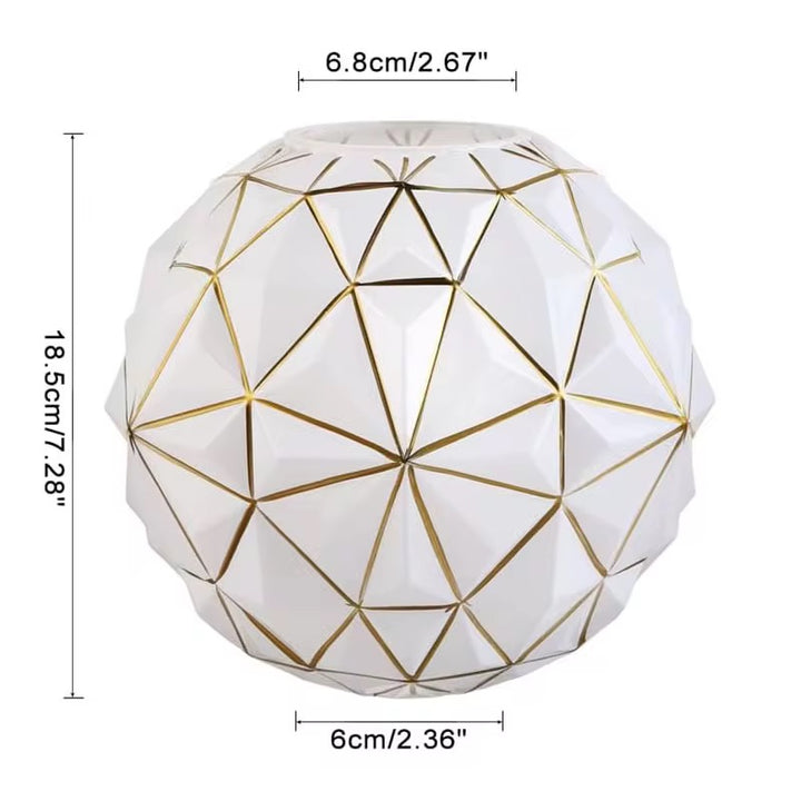 Geometric White Glass Vase Set of 2