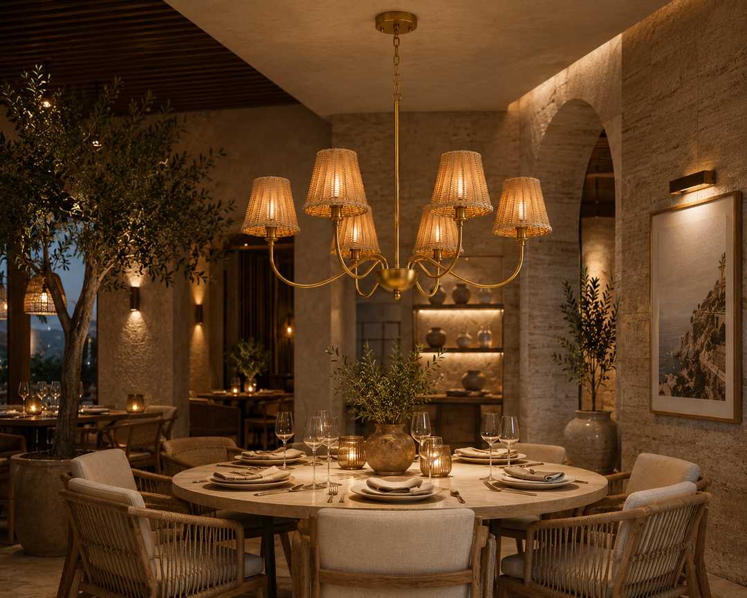 Rustic Rattan 6-Light Chandelier