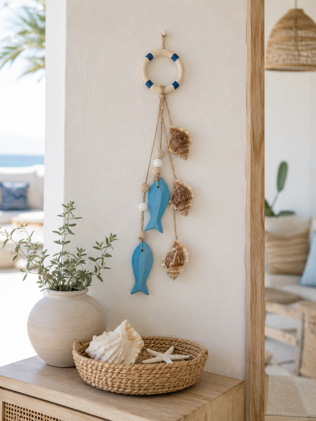 Coastal Fish & Seashell Hanging Wall Decor