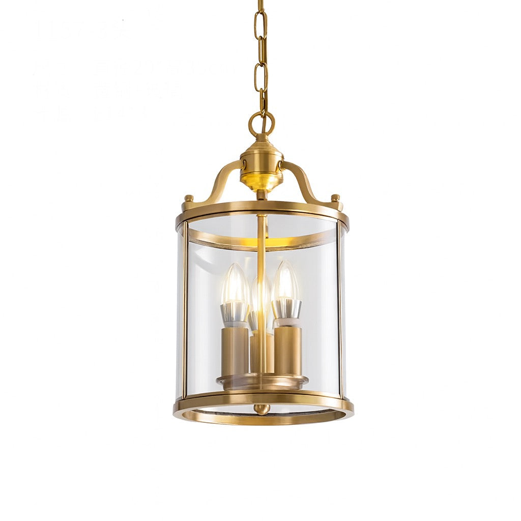 Brass or Black Glass Pendant Chandelier