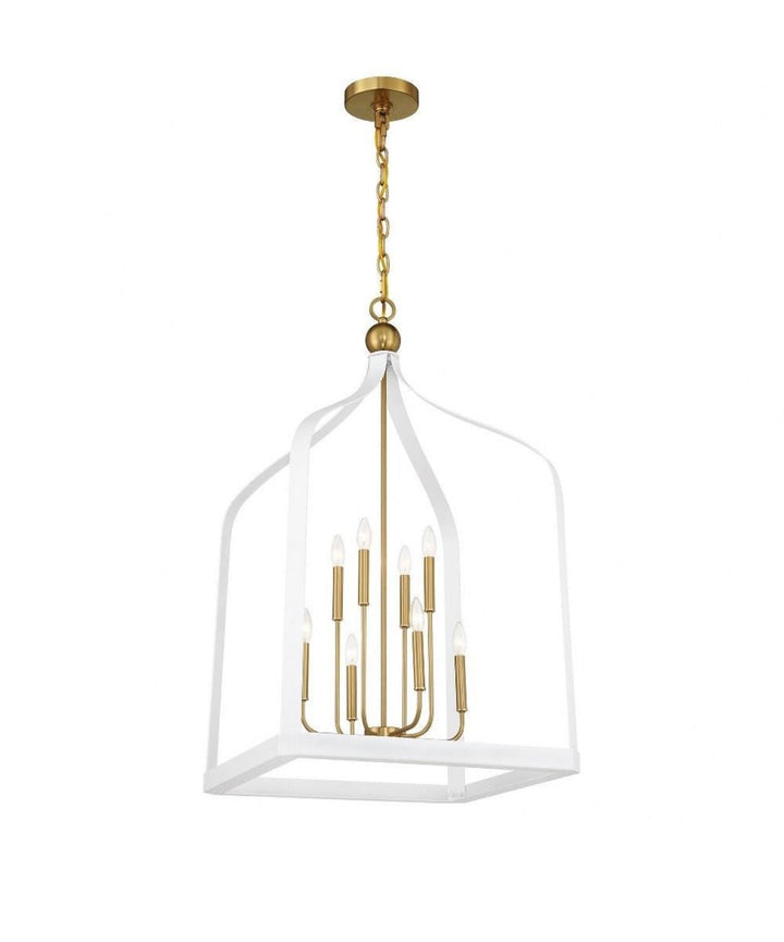 Elegant White and Gold Cage Chandelier