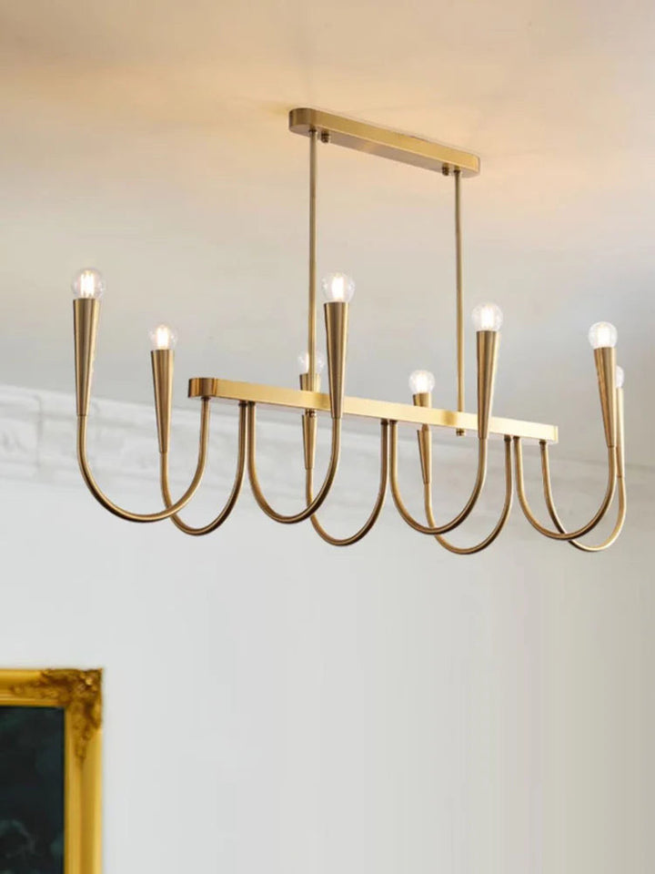 Modern Gold or Black Chandelier with Elegant Curved Design