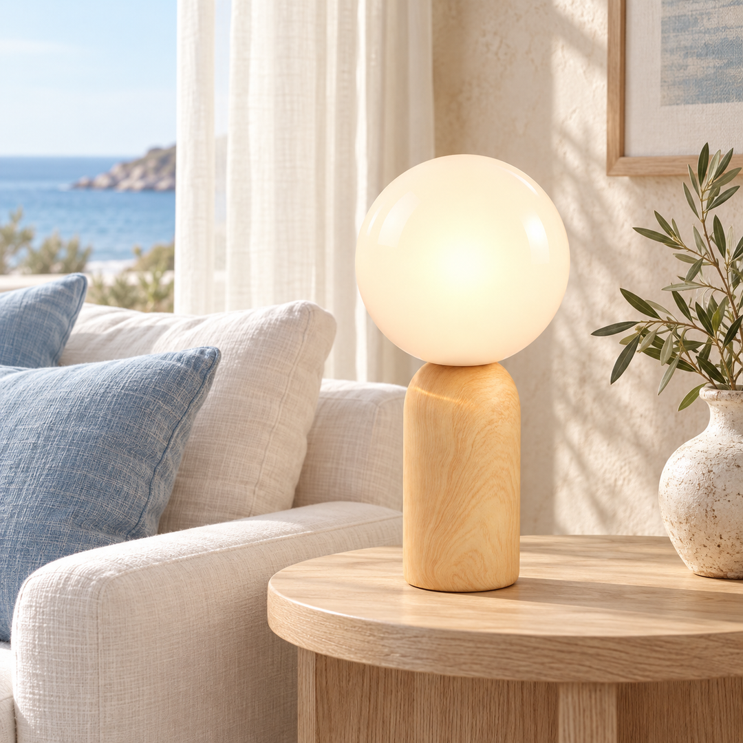 Nordic Wood Base Globe Table Lamp