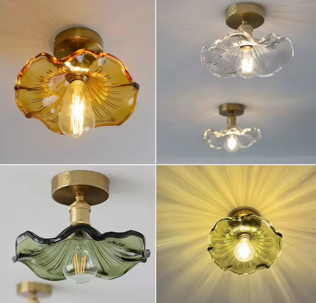 Artisan Ripple Glass Pendant Light with Brass Finish