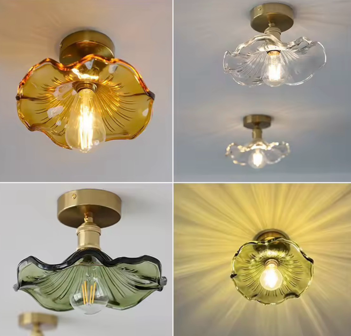 Artisan Ripple Glass Pendant Light with Brass Finish