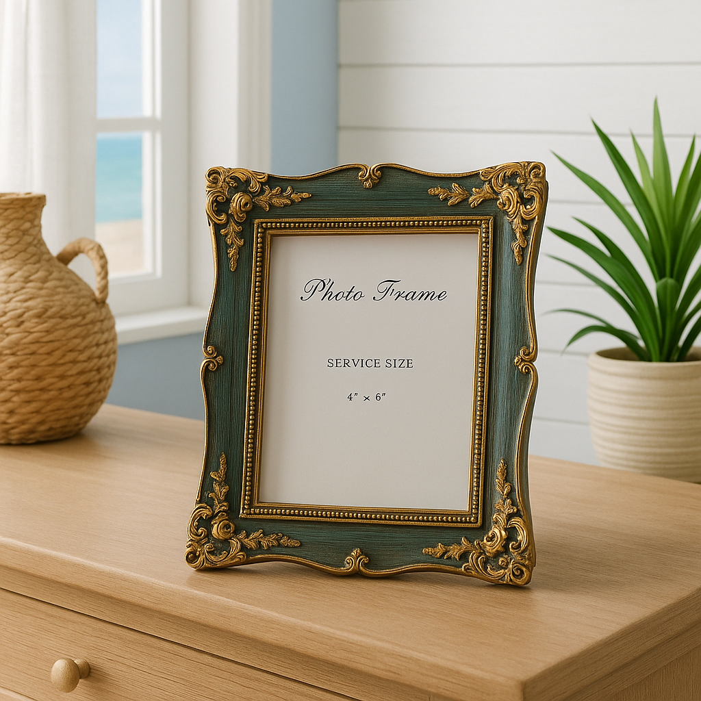 Green & Gold Ornate 4x6 Photo Frame