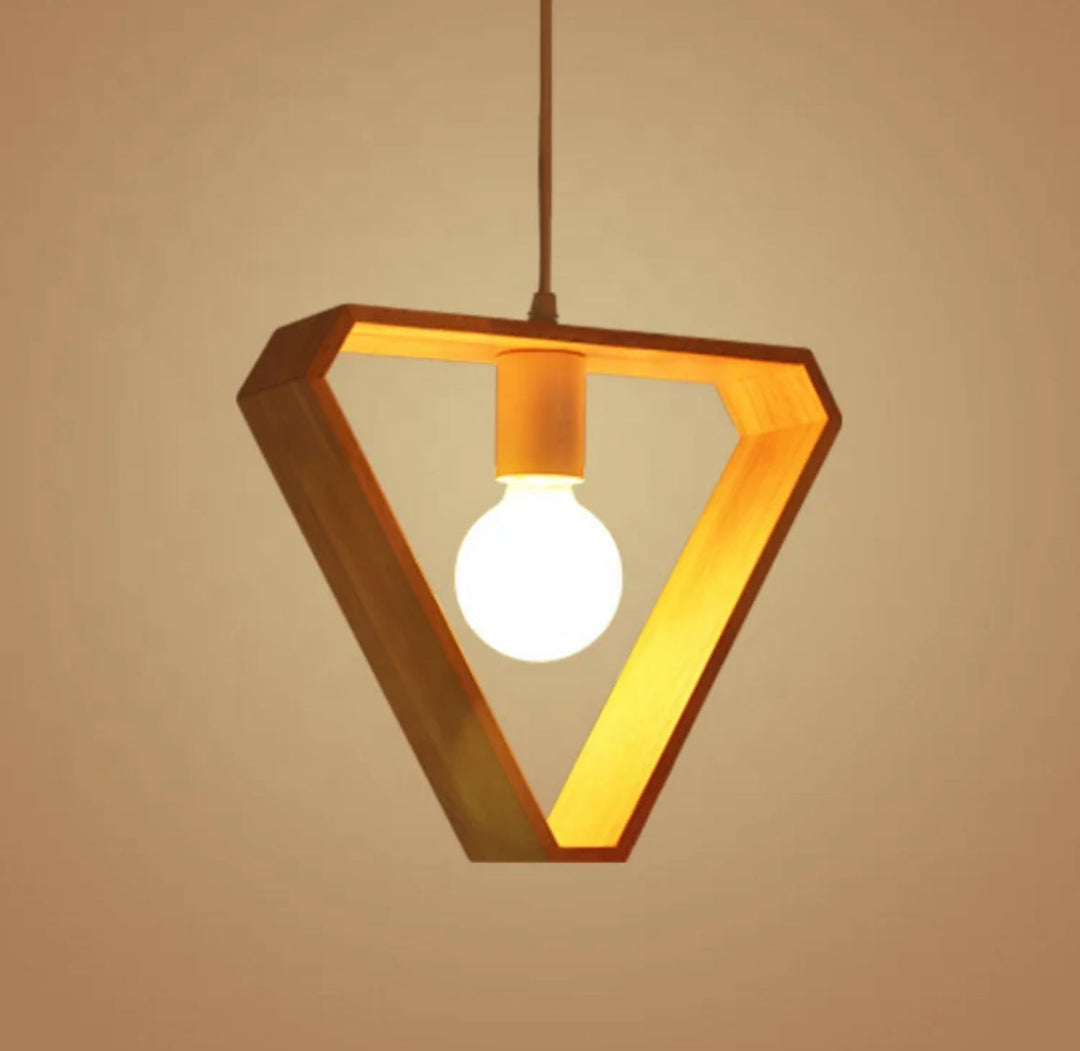 Geometric Wooden Pendant Lights Trio