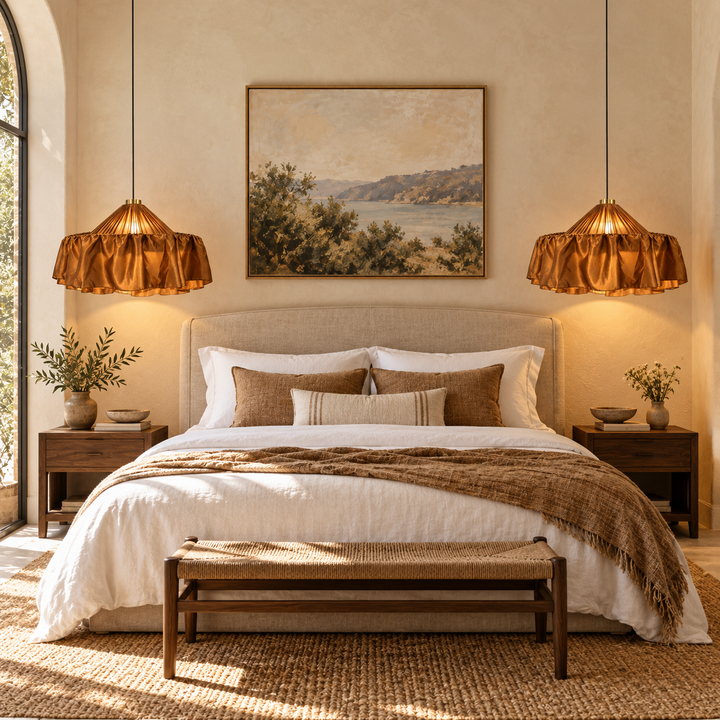Bronze Satin Fabric Pendant Light