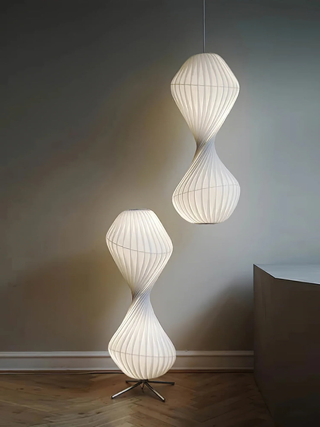 Modern TWIST Sculptural Pendant & floor Light