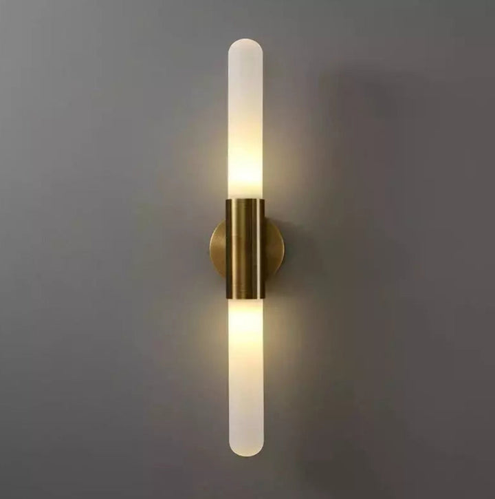 Modern Brass Wall Light with Frosted Tube Design