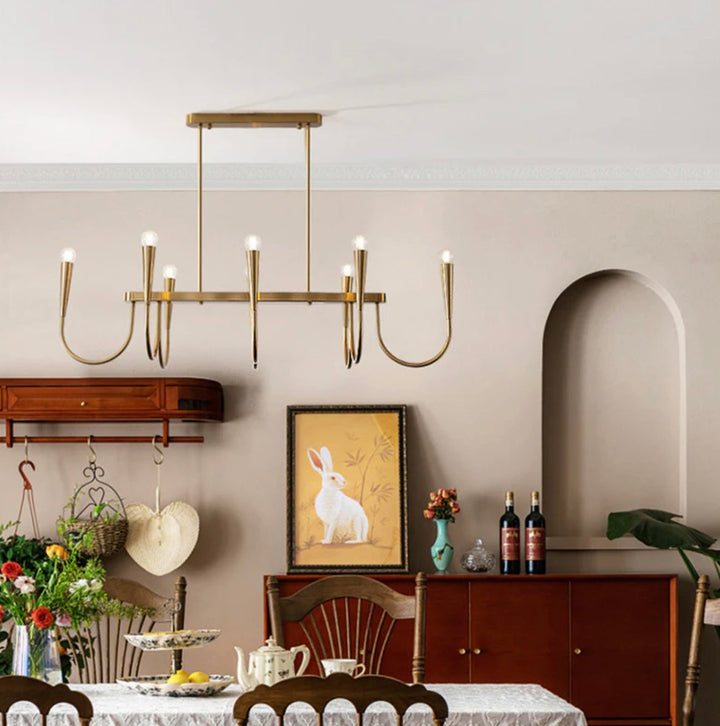 Modern Gold or Black Chandelier with Elegant Curved Design