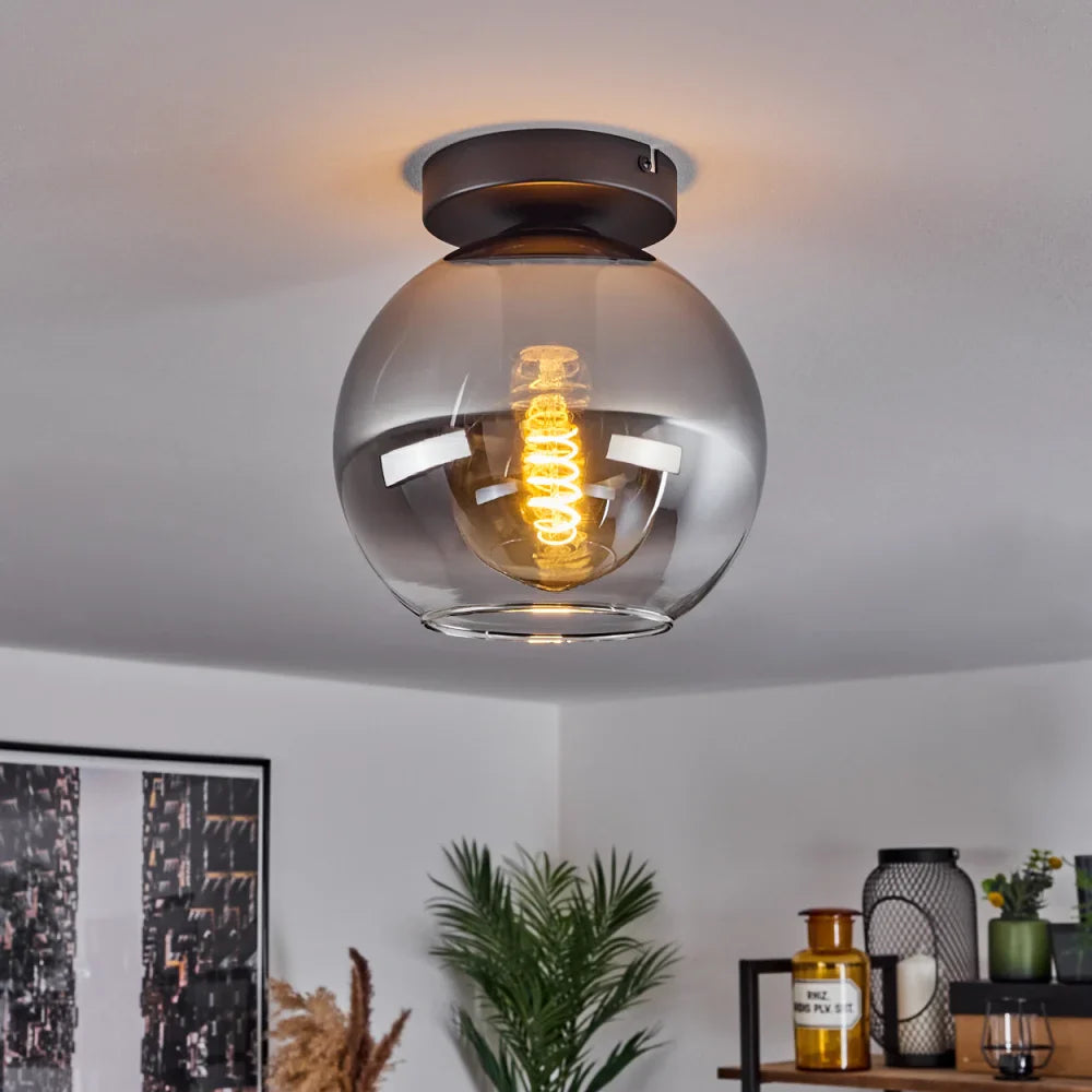 Modern Smoked Glass Globe Ceiling Light