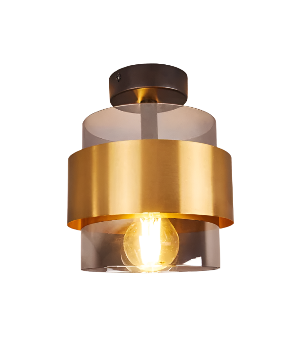 Modern Gold and Smoked Glass Ceiling Light