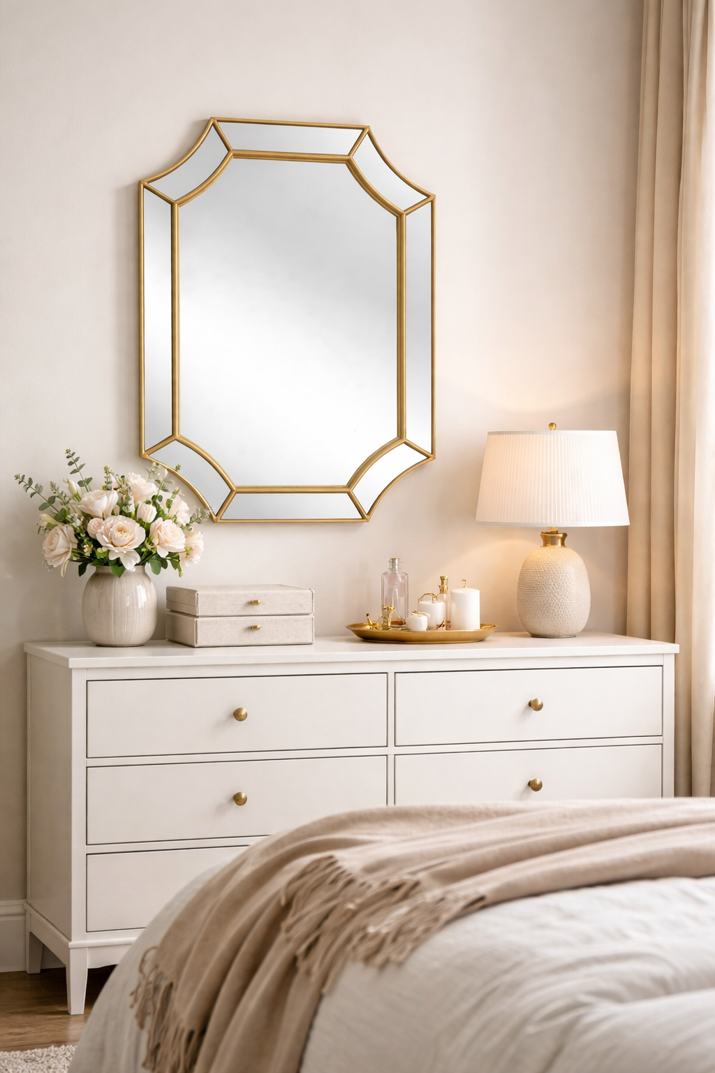 Geometric Gold Frame Wall Mirror