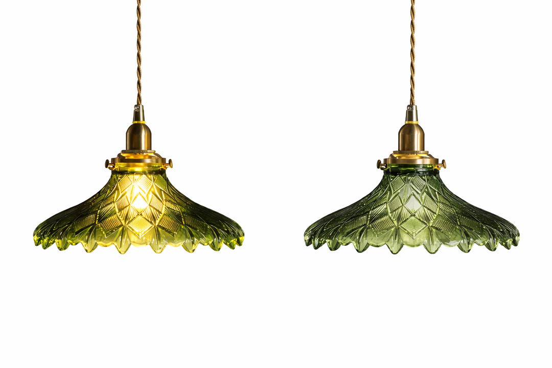 Green Scalloped Glass Pendant Lamp
